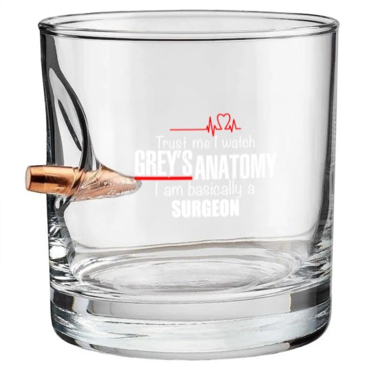 Discover Womens Short Sleeve Funny Bullet Whiskey Glasses with Sayings Trust Me I Watched Greys Anatomy Im Basically a Surgeon Bullet Whiskey Glasses