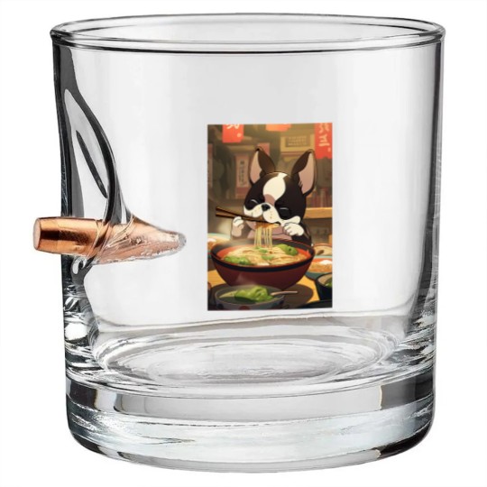 Discover Boston Terrier Eating Ramen Bullet Whiskey Glasses
