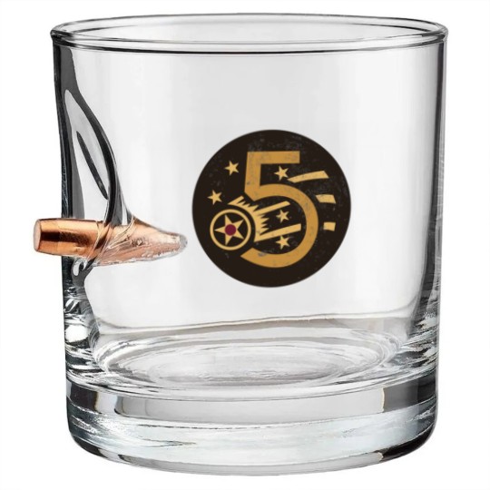 Discover WW2 5th Air For ce Patch distressed Bullet Whiskey Glasses