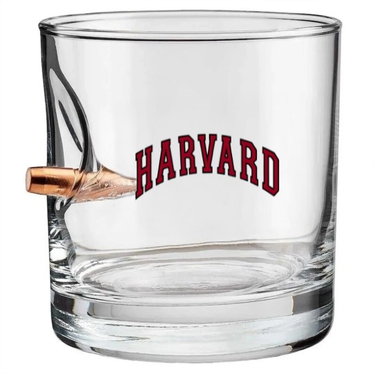 Discover Get Here Harvard University Bullet Whiskey Glasses - Arched Block - Officially Licensed Bullet Whiskey Glasses