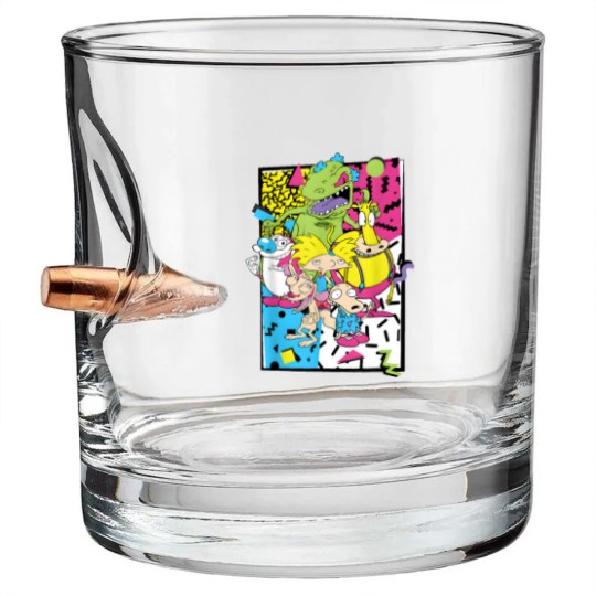 Discover Old School Cartoons 90's Bullet Whiskey Glasses