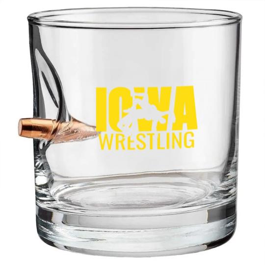 Discover Iowa Wrestling Freestyle Wrestler Gift The Hawkeye Bullet Whiskey Glasses