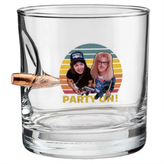 Discover Wayne's World Retro Vintage Bullet Whiskey Glasses, Party On Vintage Bullet Whiskey Glasses