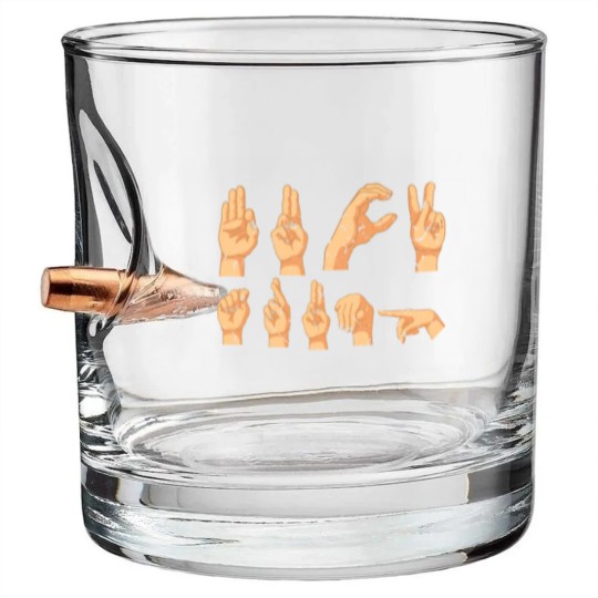 Discover ASL American Sign Language Fuck Trump Funny Bullet Whiskey Glasses