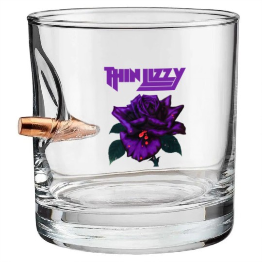 Discover Thin Lizzy Purple Rose Pop Rock Band Black Bullet Whiskey Glasses