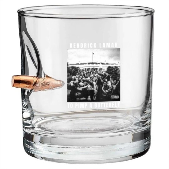 Discover Vintage Rapper Kendrick Lamar To Pimp A Butterfly Album Graphic Bullet Whiskey Glasses