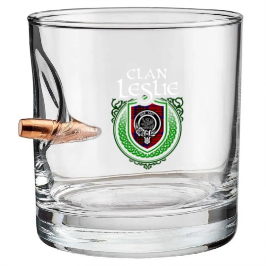 Discover Clan Leslie Scottish Tartan Bullet Whiskey Glasses