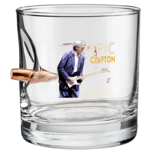 Discover Eric Clapton 2024 tour Music Black Bullet Whiskey Glasses Great Gift
