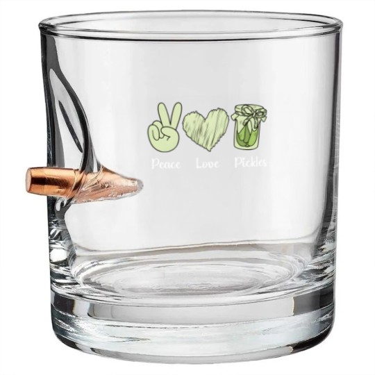 Discover Funny Pickle Bullet Whiskey Glasses, Peace Love Pickles Bullet Whiskey Glasses