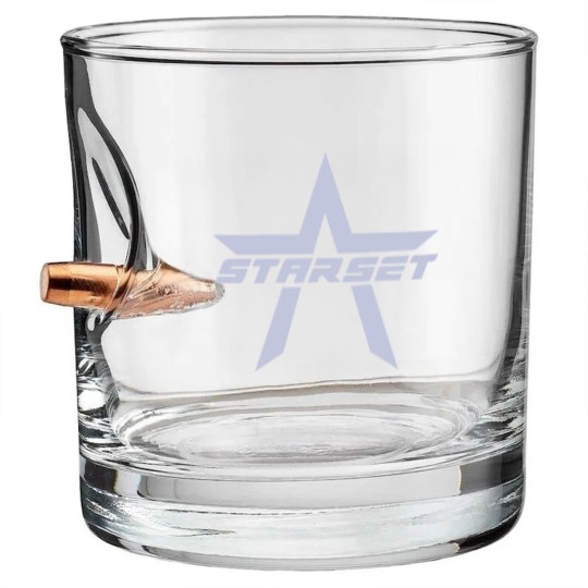 Discover Starset divisions logo Onesies Bullet Whiskey Glasses