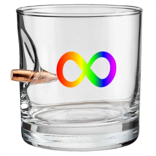 Discover autism infinity symbol// rainbow Bullet Whiskey Glasses