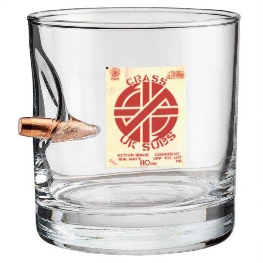 Discover Vintage Crass and UK Subs Concert Flyer Poster Bullet Whiskey Glasses