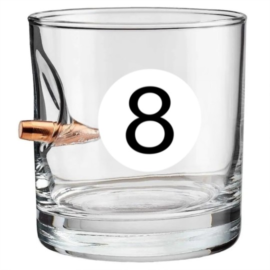 Discover One And Only - Be Unique Be Original - Black 8 Ball Pool Conceptual Design Bullet Whiskey Glasses