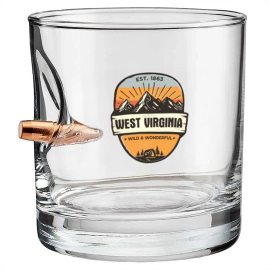 Discover West Virginia Wild And Wonderful Vintage Retro Mou Bullet Whiskey Glasses