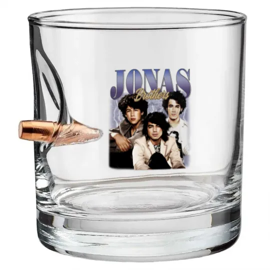 Discover Jonas Brothers 90s Vintage Bullet Whiskey Glasses, Jonas Brothers Bootleg Bullet Whiskey Glasses, Jonas Brothers Bullet Whiskey Glasses