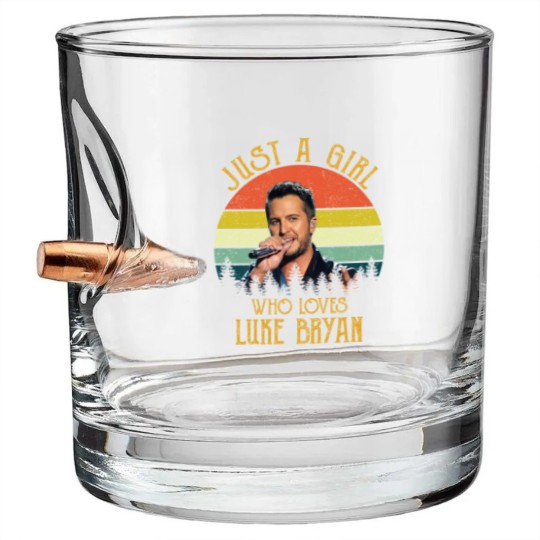 Discover Just A Girl Who Loves Luke Bryan Racerback Bullet Whiskey Glasses