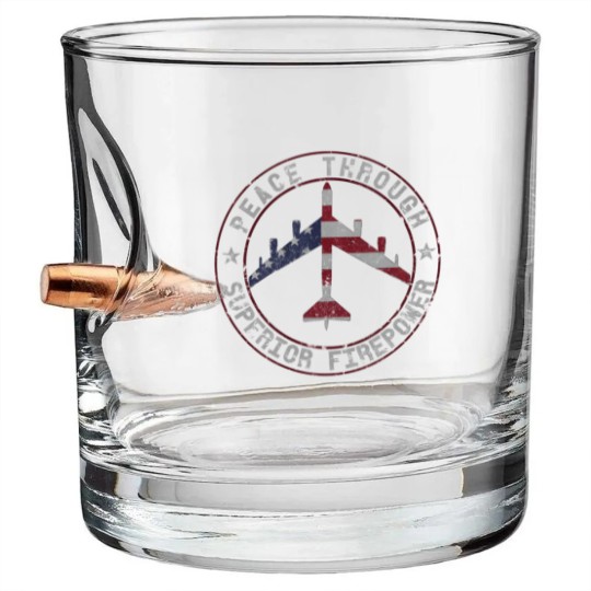 Discover Peace Through Superior Firepower B-52 Stratofortress Design | Classic Bullet Whiskey Glasses