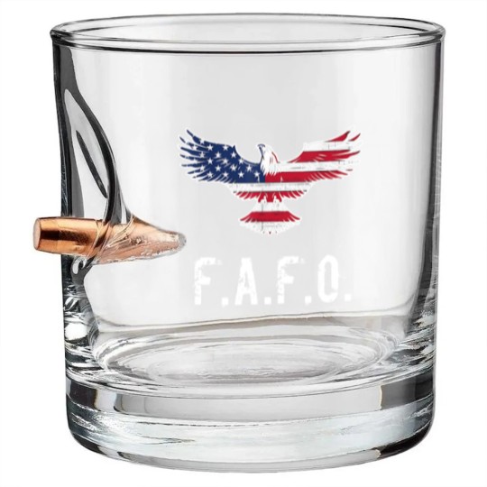 Discover Patriotic American Flag Eagle FAFO / F.A. & F.O. B Zip Bullet Whiskey Glasses