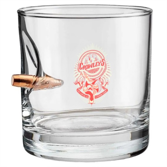Discover Supernatural Bullet Whiskey Glasses | Crowley Bullet Whiskey Glasses |  Hand Screen Printed Supernatural Bullet Whiskey Glasses
