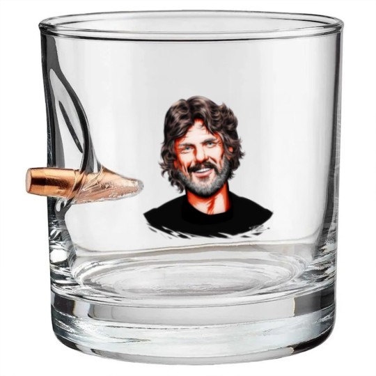 Discover Kris Kristofferson - An illustration by Paul Cemmick Bullet Whiskey Glasses
