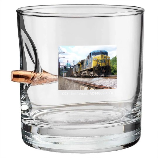 Discover CSX Railroad AC4400CW #6 With a Coal Train Black Bullet Whiskey Glasses