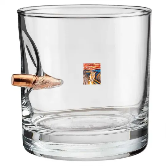 Discover Scream Bullet Whiskey Glasses Funny Tabby Cat Scream Edvard Munch's Painting The Scream