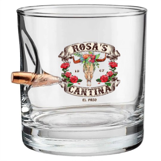 Discover Rosa's Cantina, Not Distressed (design 2 of 2) - El Paso - Bullet Whiskey Glasses