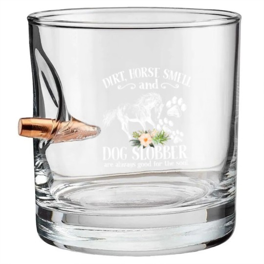 Discover Cute Horse And Dog Flower Bullet Whiskey Glasses, Dirt Horse Smell Dog Slobber