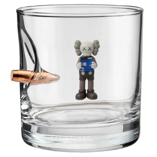 Discover kaws peanut, kaws uniqlos, kaws stuff, kaws friends, kaws summer collection 2024, peanut kaws, kaws vintages, peanut kaws, kaws jaws, kaws blue, kaws pink Bullet Whiskey Glasses
