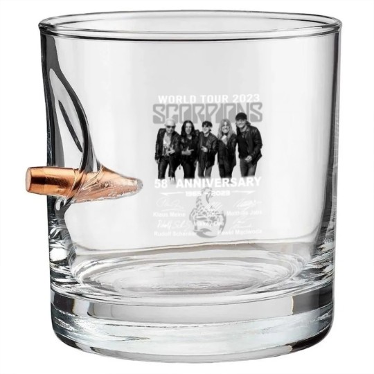 Discover 58TH ANNIVERSARY Scorpions world tour 2023 Bullet Whiskey Glasses, Scorpions Bullet Whiskey Glasses
