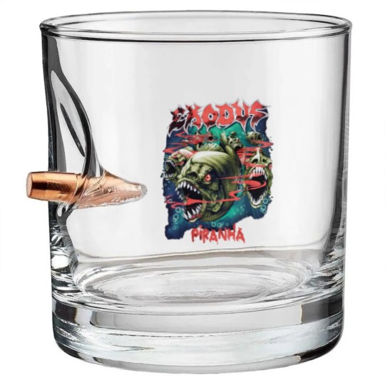 Discover Piranha Exodus Music Band Vintage 90s Bullet Whiskey Glasses