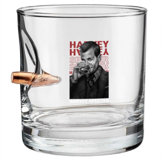 Discover Harvey Specter Vintage Graphic Bullet Whiskey Glasses, Suits Movie TV Bullet Whiskey Glasses