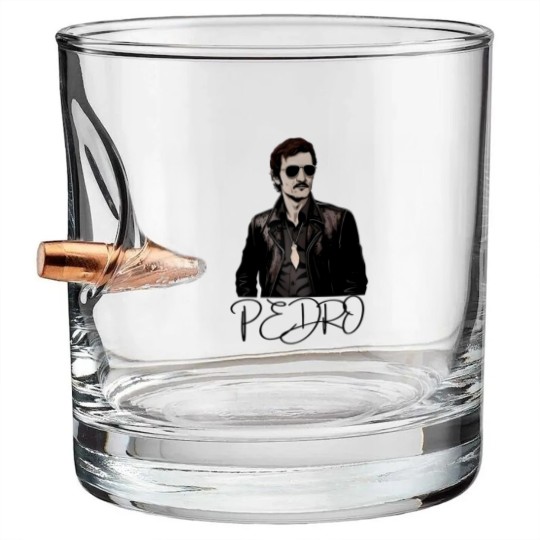 Discover Pedro Pascal Fan Bullet Whiskey Glasses Vintage Pedro Pascal tribute Bullet Whiskey Glasses