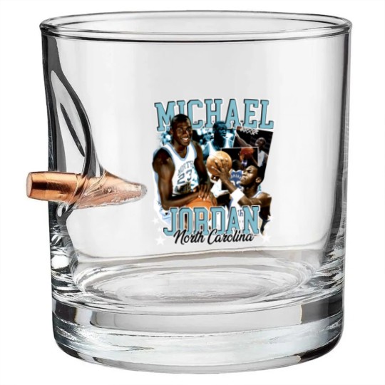 Discover Michael Jordan UNC 90s Style Vintage Bootleg Bullet Whiskey Glasses graphic Bullet Whiskey Glasses