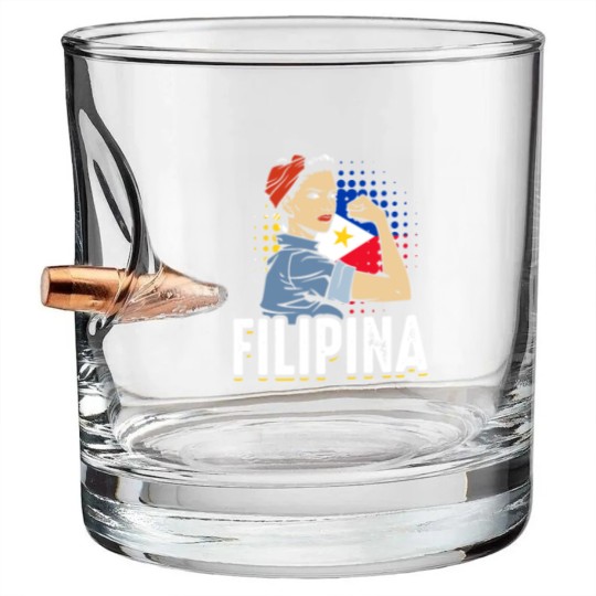Discover Proud Filipina Woman Girl Philippines Flag Bullet Whiskey Glasses