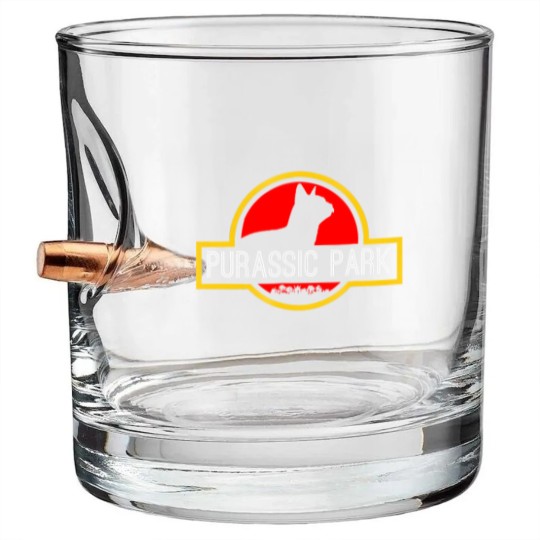 Discover purassic park cat funny t for dinosaur lovers Bullet Whiskey Glasses