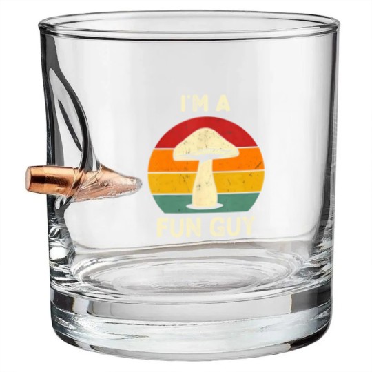 Discover Funny Funguy Mushroom Bullet Whiskey Glasses Fungi Joke Pun Mushroom Pickers Bullet Whiskey Glasses