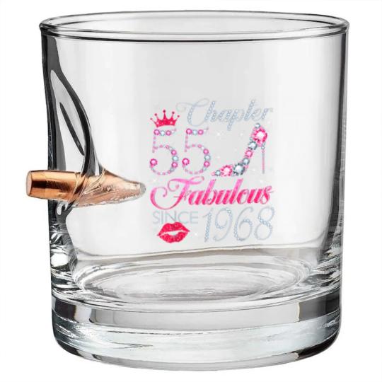 Discover chapter 55 fabulous since 1968 55th birthday gift for women Bullet Whiskey Glasses