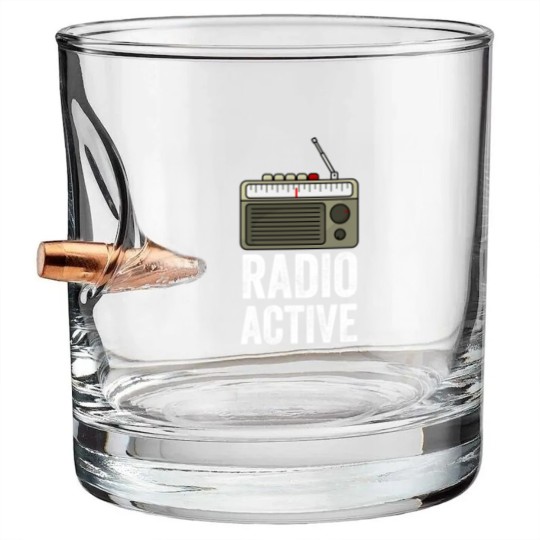 Discover Radio Active HAM Radio Gift Radio Operator Bullet Whiskey Glasses