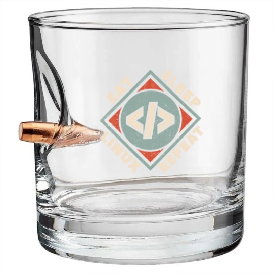 Discover Linux - Eat Sleep Linux Repeat Bullet Whiskey Glasses