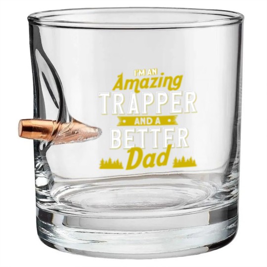 Discover Hunting Trapper Trapping Bullet Whiskey Glasses