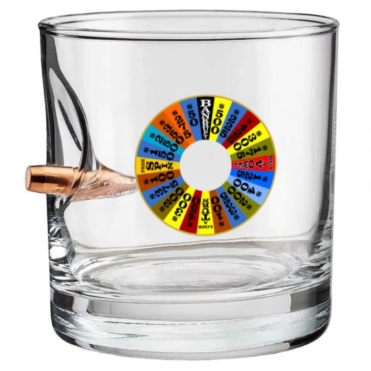 Discover Wheel of Fortune logo Bullet Whiskey Glasses Bullet Whiskey Glasses