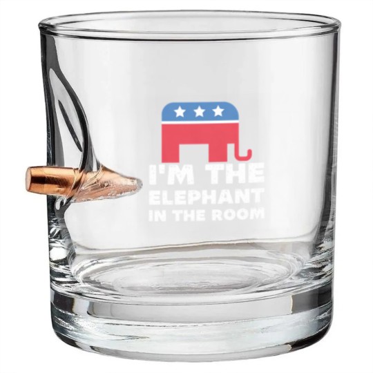 Discover I'm The Elephant In The Room Republican Gift Bullet Whiskey Glasses