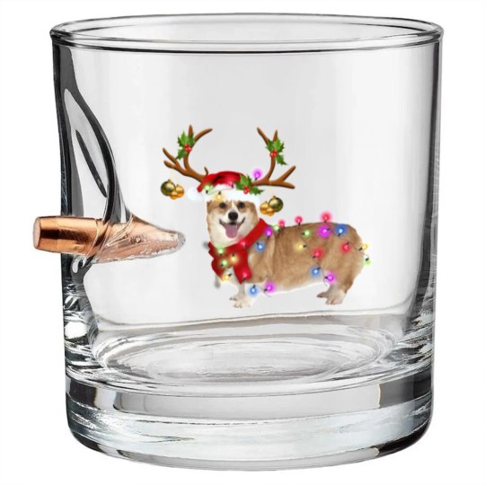 Discover Christmas Corgi Reindeer Bullet Whiskey Glasses, Santa's Hat Corgi Bullet Whiskey Glasses