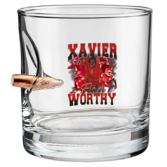 Discover Xavier Worthy Flash Vintage Style Y2K Football Bullet Whiskey Glasses Bullet Whiskey Glasses