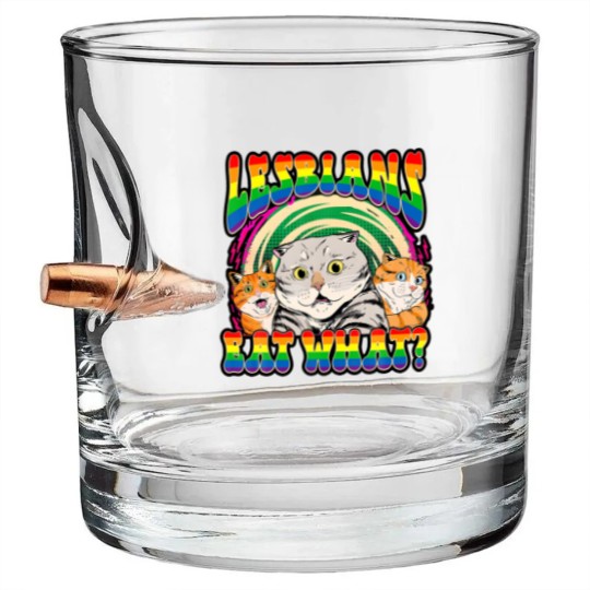 Discover Lesbians Eat What Cat National Coming Out Day LGBQ Pride Bullet Whiskey Glasses
