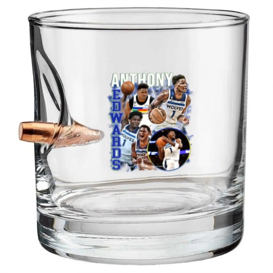Discover Anthony Edwards Graphic Bullet Whiskey Glasses, Basketball Bullet Whiskey Glasses