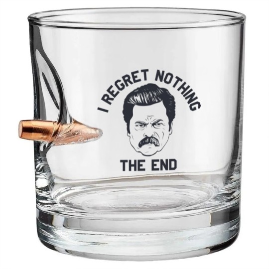 Discover Ron Swanson Parks and Rec I regret nothing - Parks And Rec - Bullet Whiskey Glasses