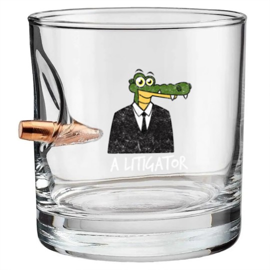 Discover A Litigator Alligator Lawyer Attorney Law Distress Bullet Whiskey Glasses