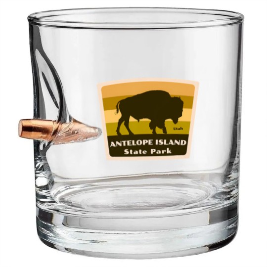 Discover antelope island state park utah bison herd souvenir Bullet Whiskey Glasses